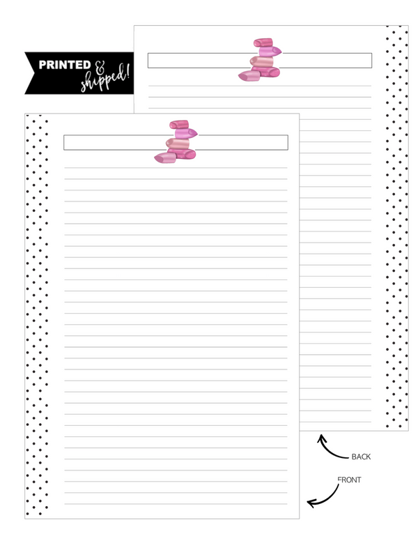 Lipstick Pretty In Pink Fill Paper Inserts <PRINTED AND SHIPPED>