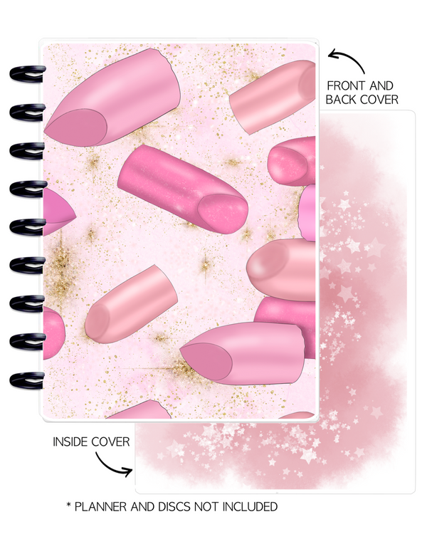 Cover Set of 2 PRETTY IN PINK Lipstick <Double Sided Print>