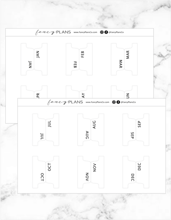 Fold Over Abbrev. Monthly Divider Tabs | SIMPLE FONT | LEGACY