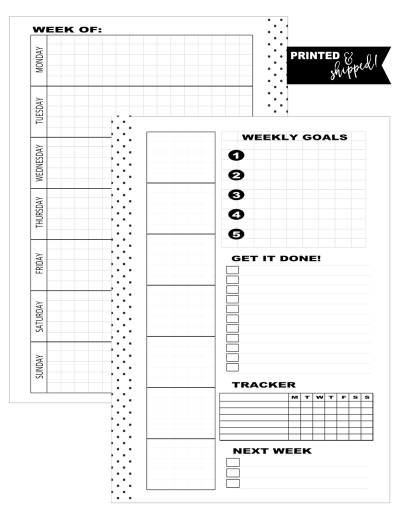 Hobonichi Style Layout Planner Inserts MONDAY START <Un-Dated PRINTED AND SHIPPED>