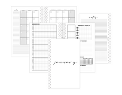 Hobonichi Style Layout Planner Inserts MONDAY START <Un-Dated PRINTED AND SHIPPED>