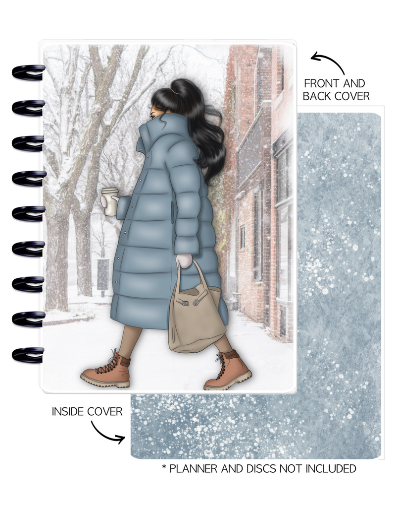 Cover Set of 2 WINTER VIBES Girl in Coat <Double Sided Print>