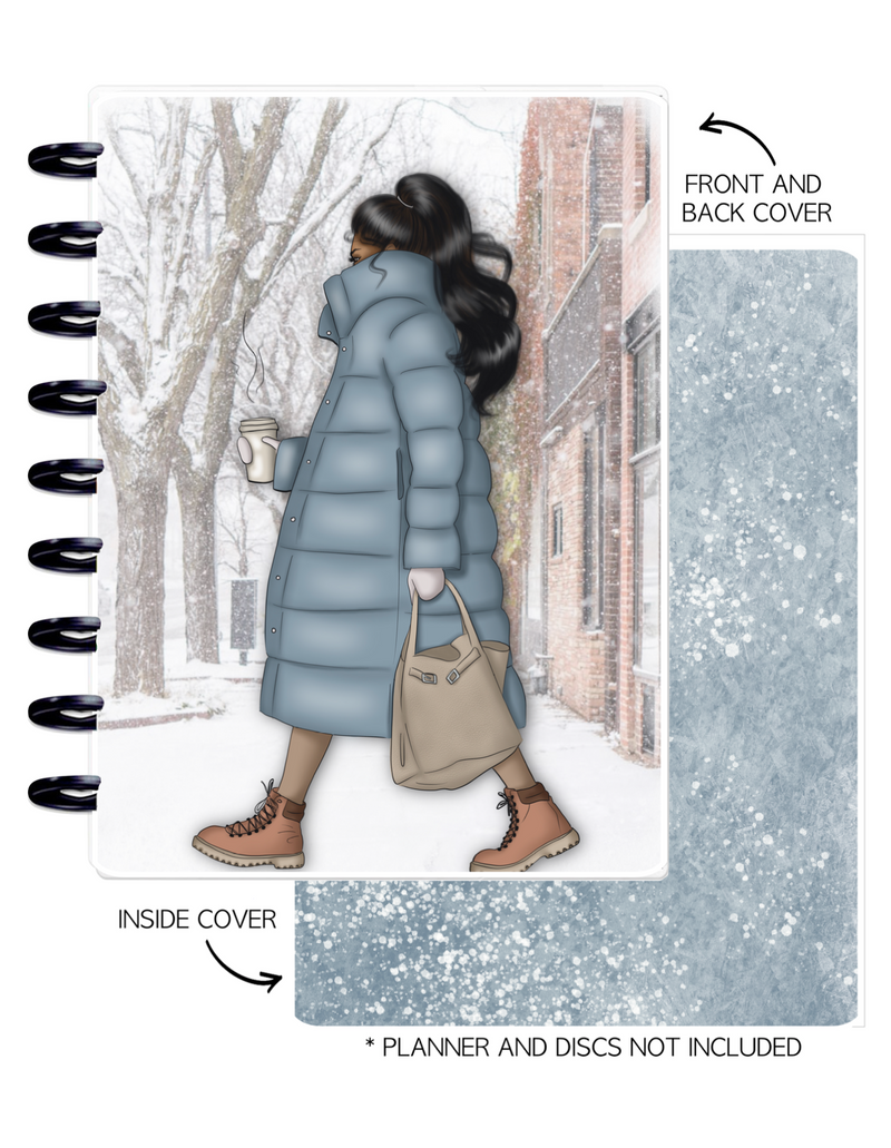 Cover Set of 2 WINTER VIBES Girl in Coat <Double Sided Print>
