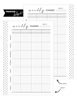 Weekly Planner Grid Fill Paper Inserts LINED <PRINTED AND SHIPPED>
