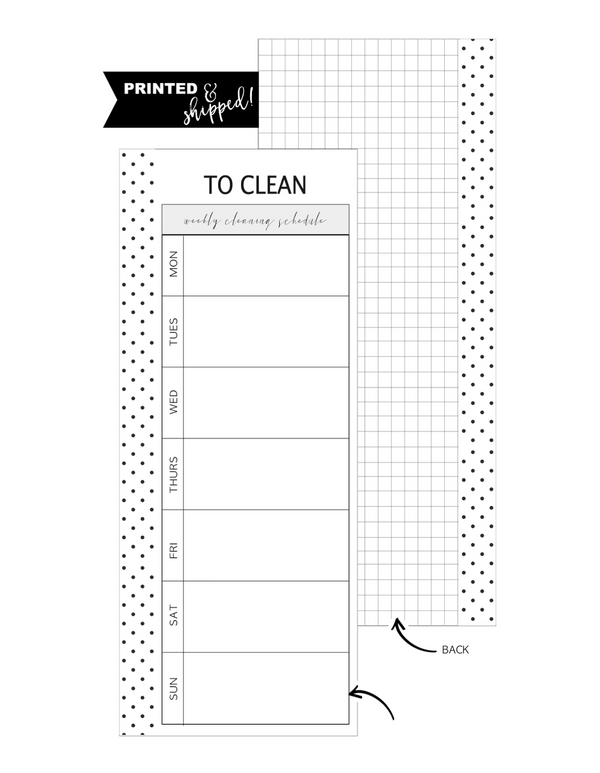 To Clean Fill Paper HALF SHEET <PRINTED AND SHIPPED>