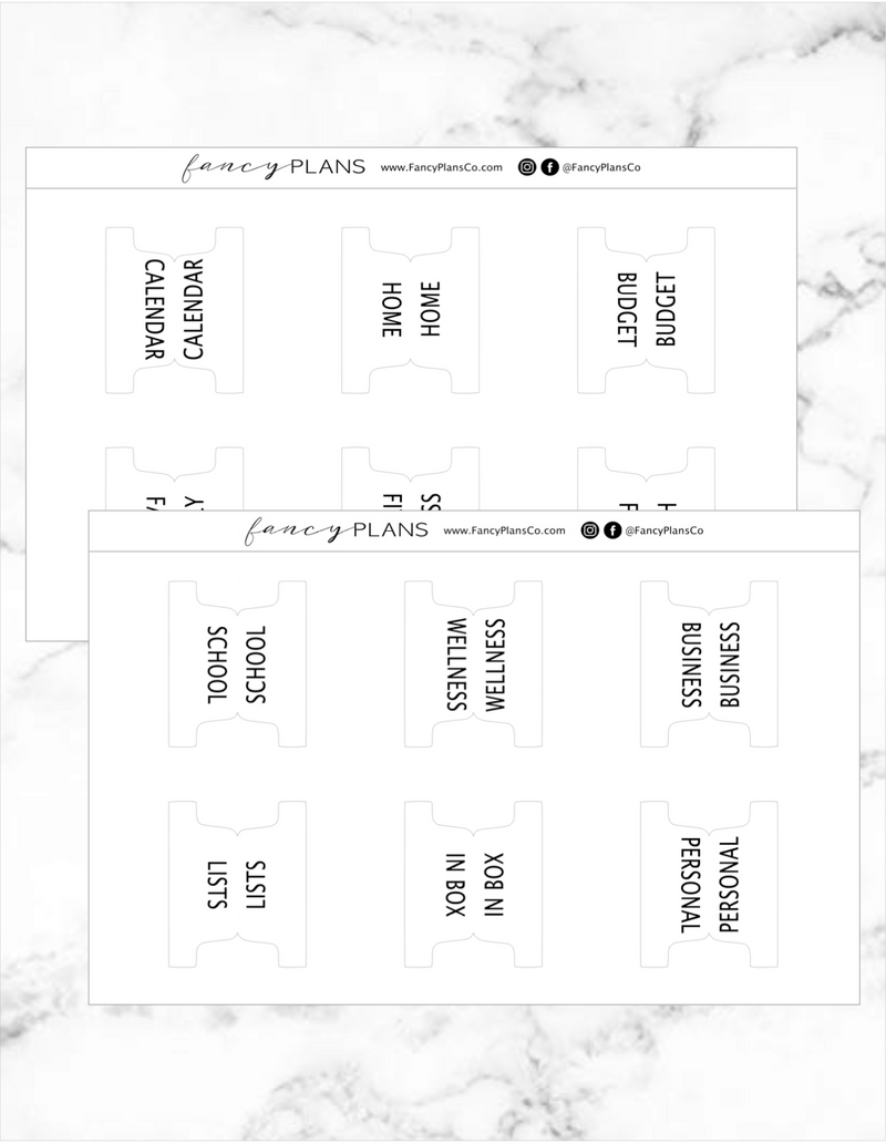 Fold Over Planner Subjects Divider Tabs | SIMPLE FONT | LEGACY