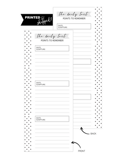 Daily Text Scripture Fill Paper HALF SHEET <PRINTED AND SHIPPED>
