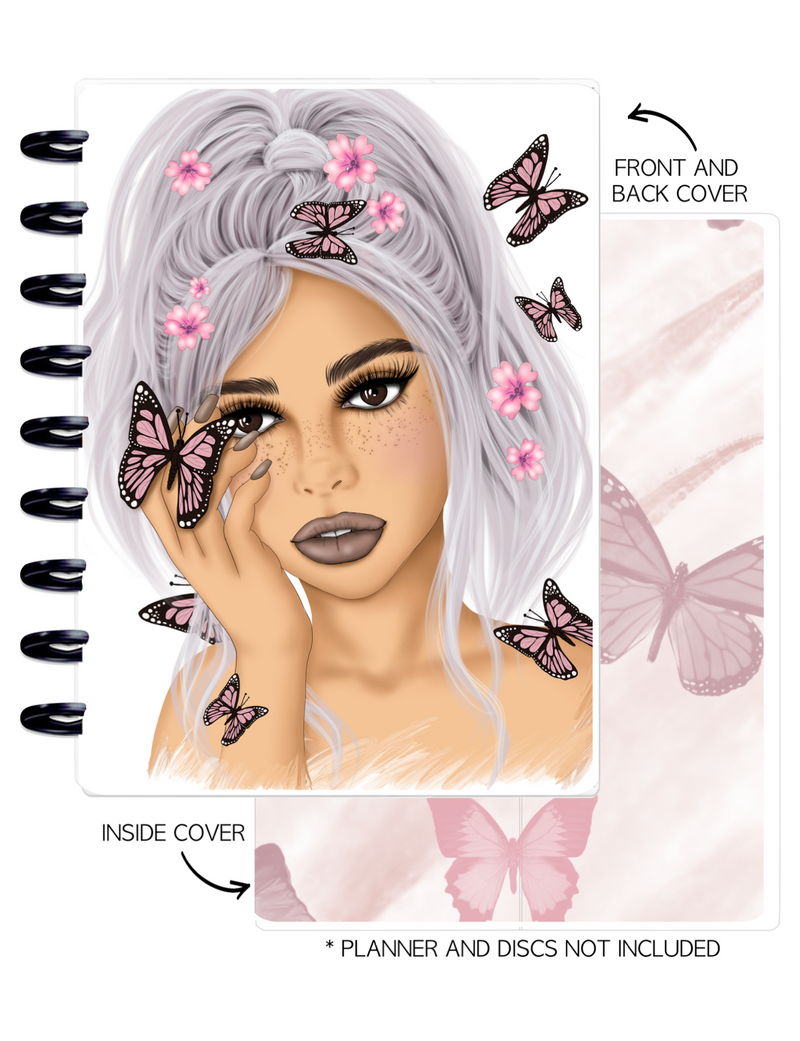 Cover Set of 2 LETS BLOOM Girl With Butterfly <Double Sided Print>