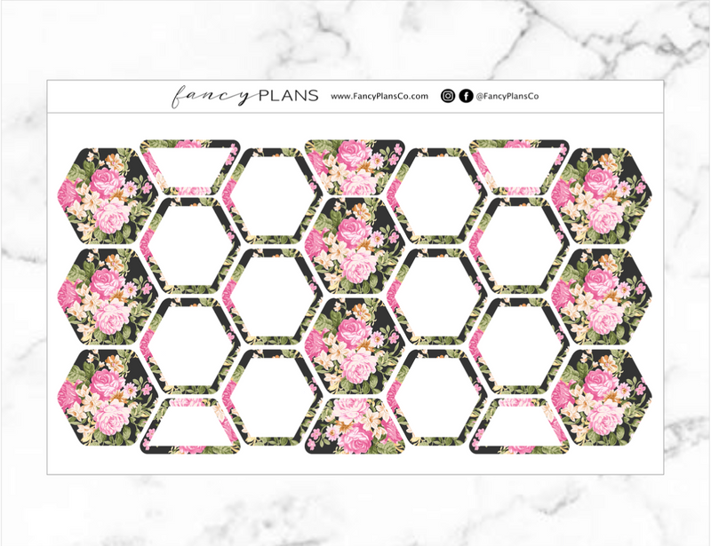 FLORAL BLACK | Functional Hexagons