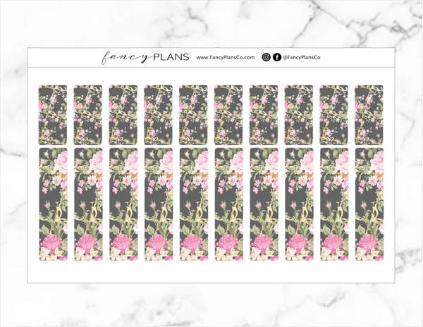 Washi Strip Stickers | BLACK FLORAL