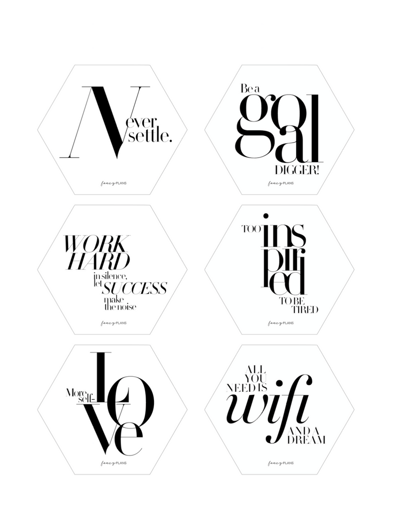 3 x 3 Inspiration Cards | HEXAGON CLASSY QUOTES  #1