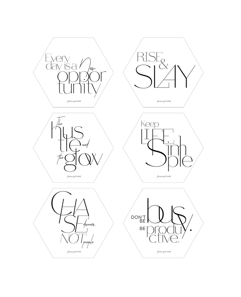 3 x 3 Inspiration Cards | HEXAGON CLASSY QUOTES  #2