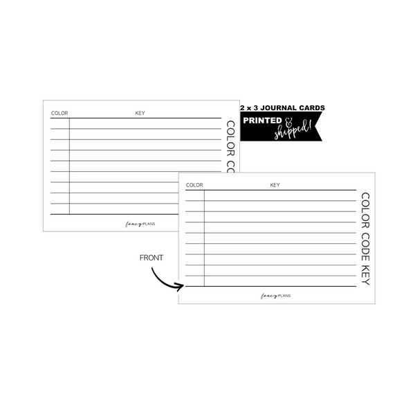 3 x 5 Color Code Key Journal Task Cards