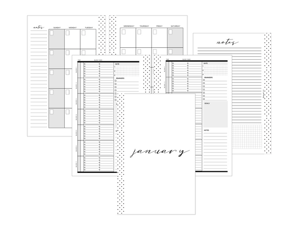 Calendar Inserts | Block Schedule Layout MONDAY START Un-Dated – Fancy ...