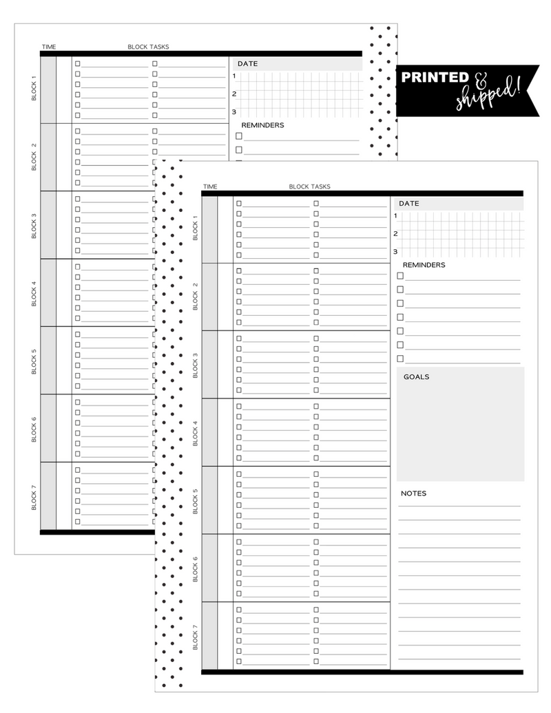 Block Schedule Layout Planner Inserts MONDAY START <Un-Dated PRINTED AND SHIPPED>