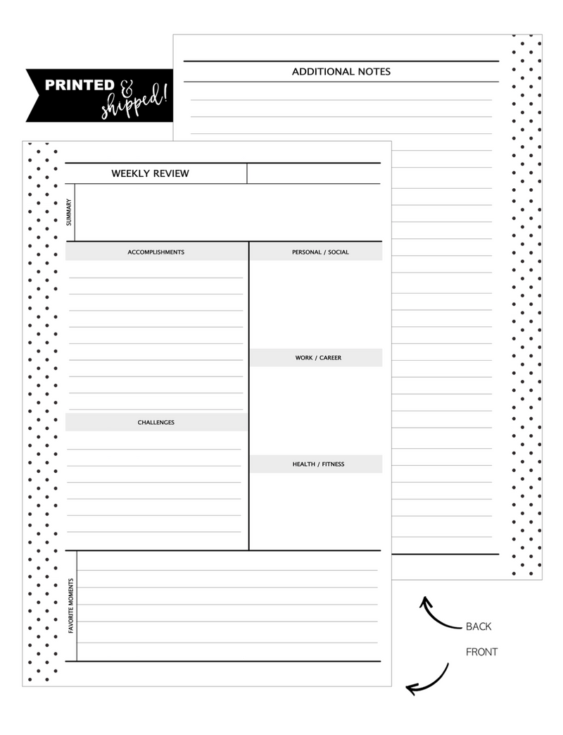 Weekly Review Fill Paper <PRINTED AND SHIPPED>