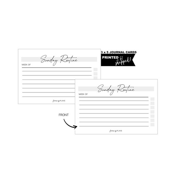 3 x 5 Sunday Routine Journal Task Cards