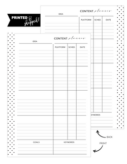 Content Planner Fill Paper <PRINTED AND SHIPPED>