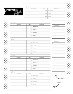 Workout and Food Log Fill Paper <PRINTED AND SHIPPED>