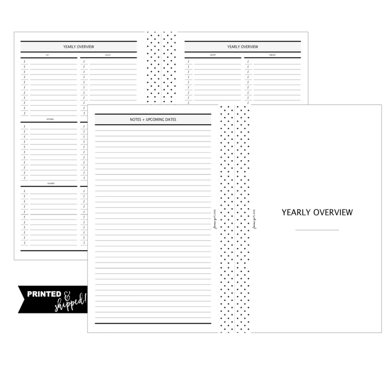 Yearly Overview Fill Paper <PRINTED AND SHIPPED>