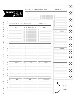 Cleaning Routine / Schedule Fill Paper <PRINTED AND SHIPPED>