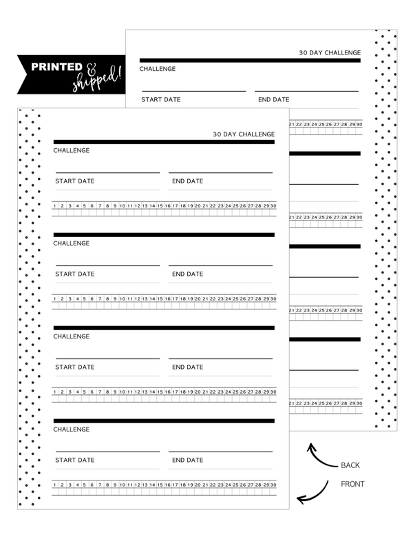 30 Day Challenge Fill Paper