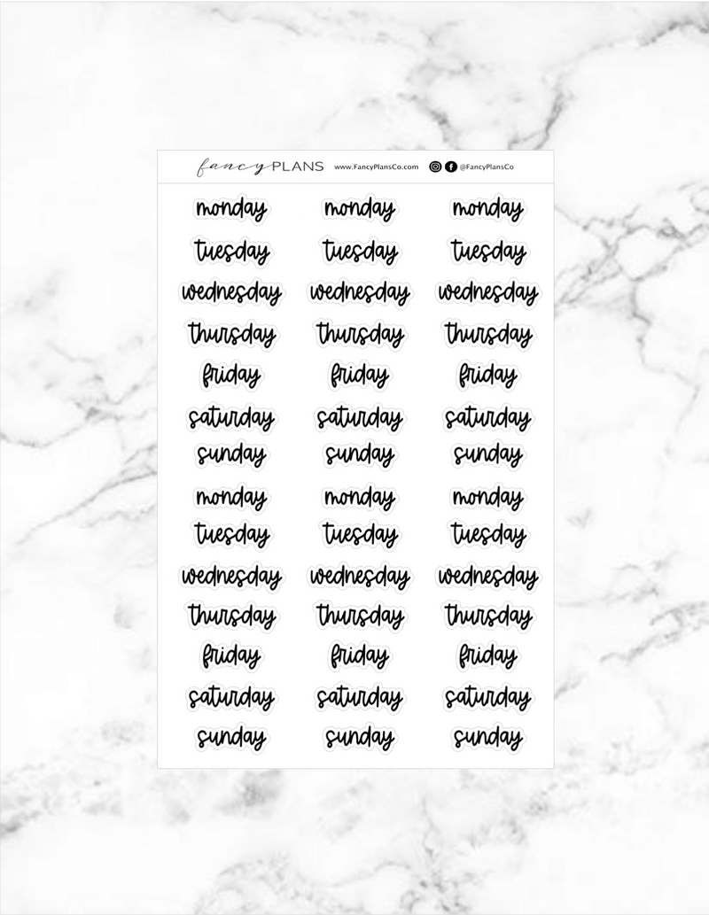 Weekday | Script Wording – Fancy Plans Co