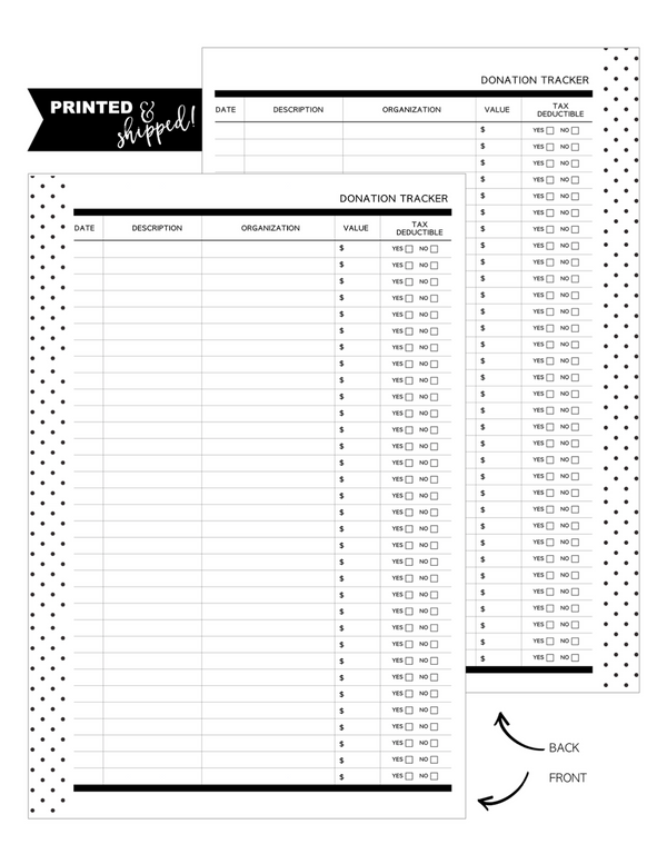 Donation Tracker Fill Paper