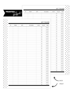 Gift Tracker Fill Paper