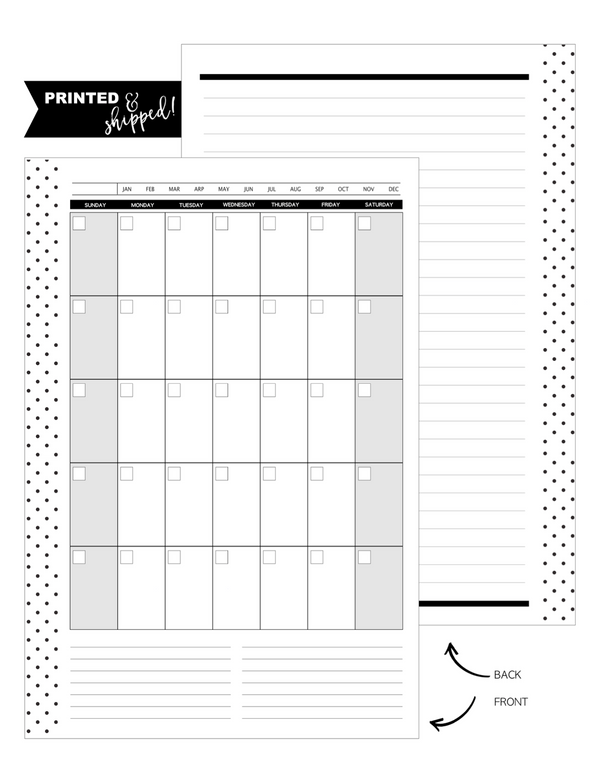 Month On 1 Page Fill Paper <PRINTED AND SHIPPED>