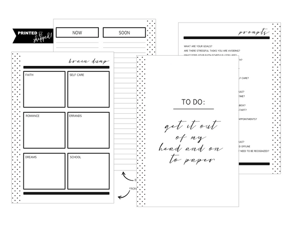 Brain Dump Worksheet Fill Paper