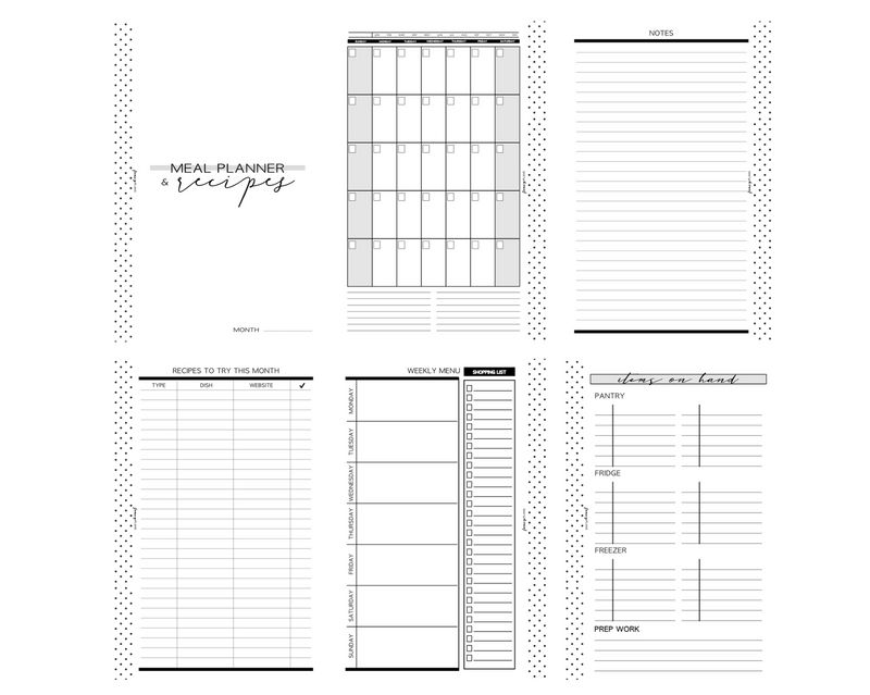Monthly Meal Planner | ONE MONTH  <PRINTED AND SHIPPED>