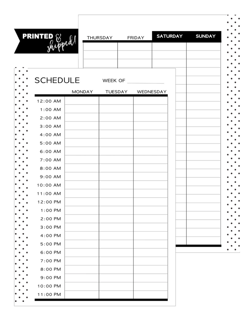 Time Blocking Planner Fill Paper