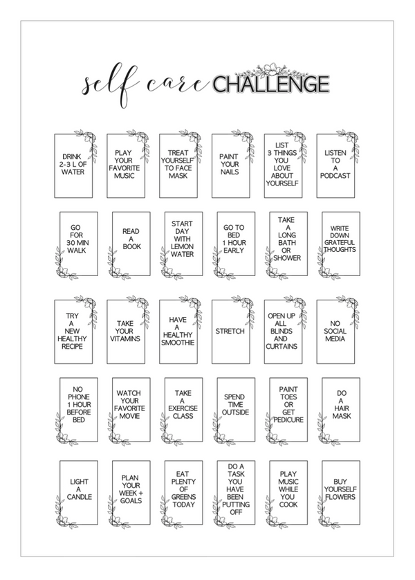 30 Day Self Care Challenge  <Printables>