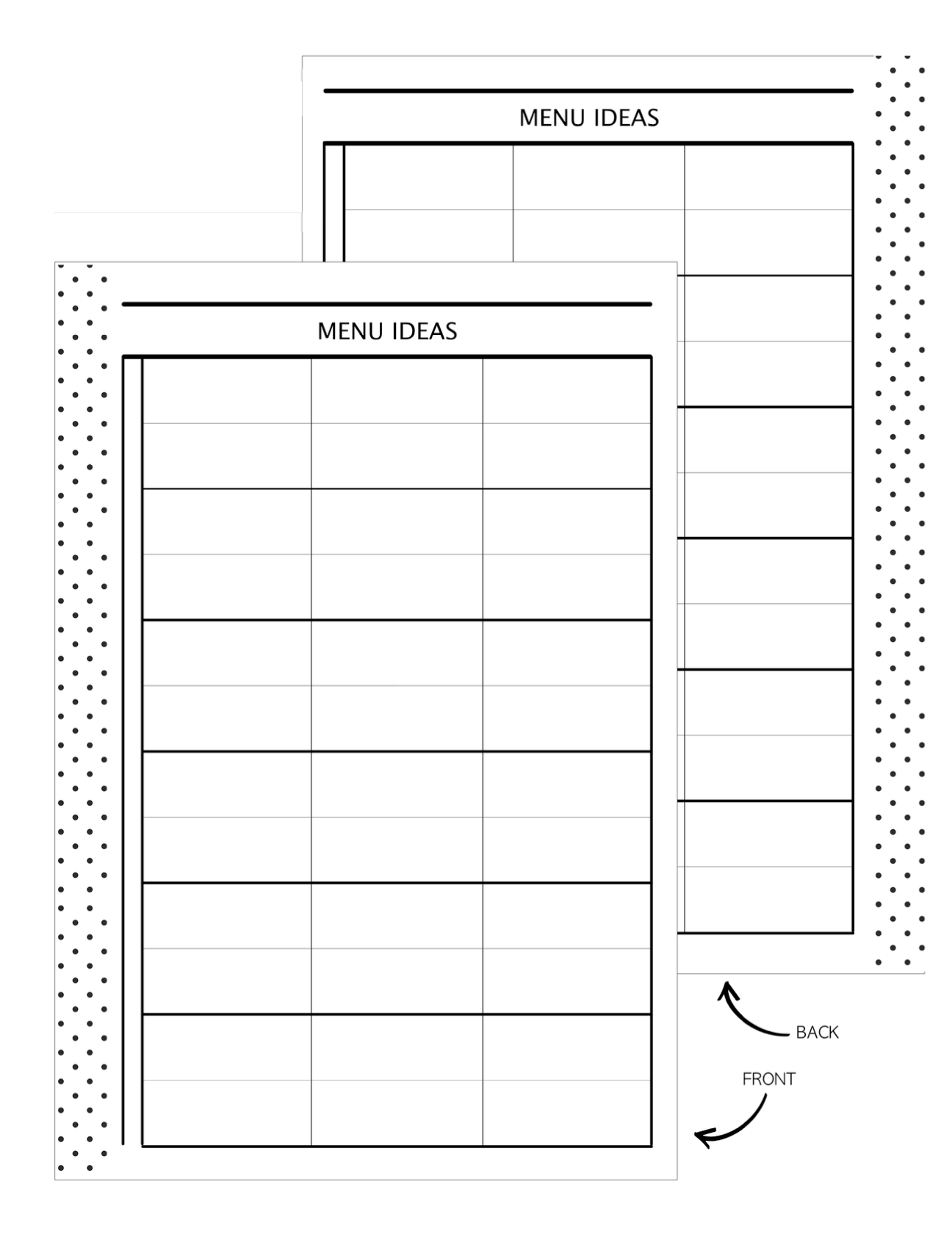 Menu Ideas Fill Paper Inserts – Fancy Plans Co