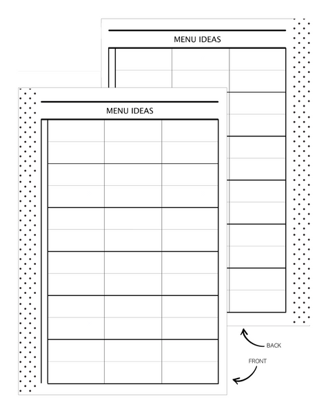 Menu Ideas Fill Paper Inserts – Fancy Plans Co