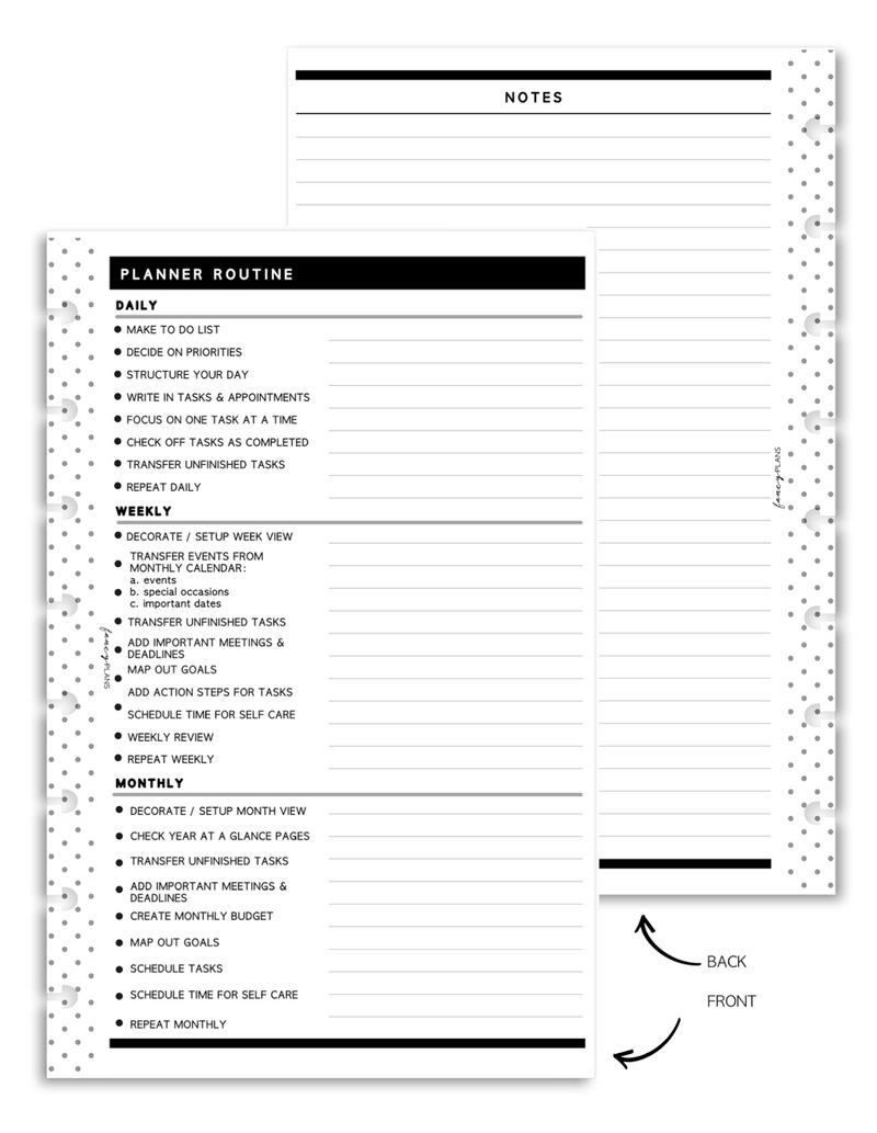 Routine Note Layout Planner Routine and Notes Fill Paper – Fancy Plans Co