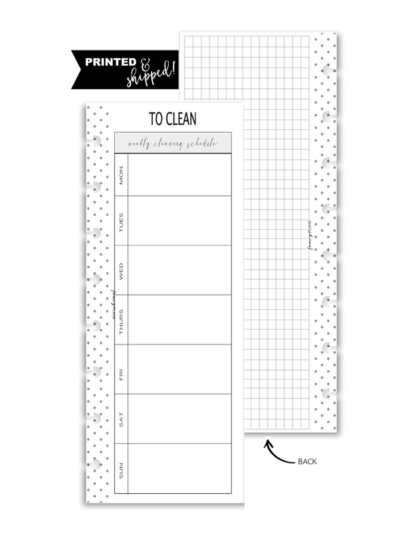 Weekly To Clean Fill Paper HALF SHEET <PRINTED AND SHIPPED>