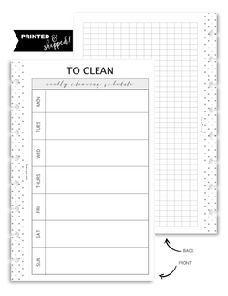 Weekly To Clean Fill Paper Inserts