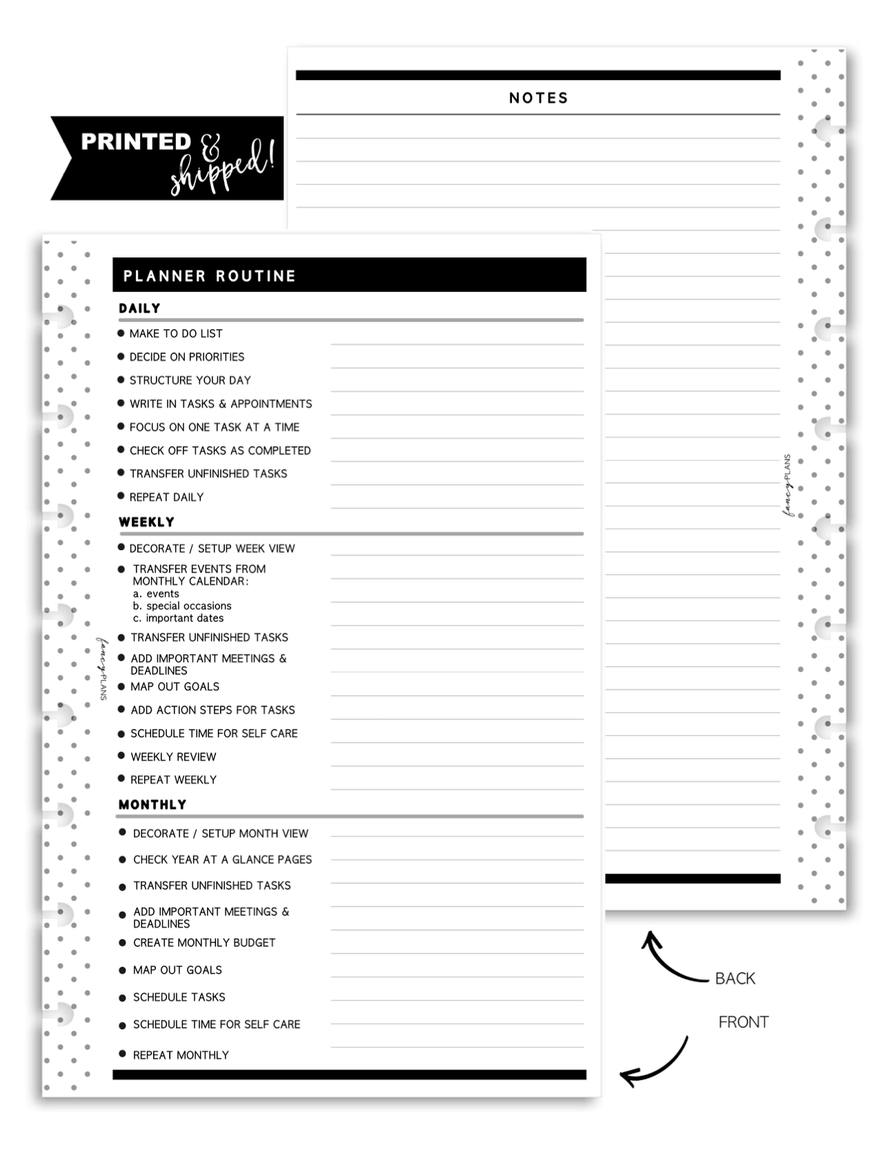 Planner Routine + Notes Fill Paper – Fancy Plans Co