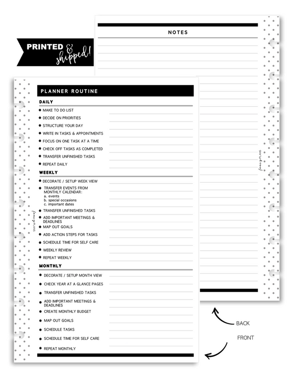 Planner Routine + Notes Fill Paper