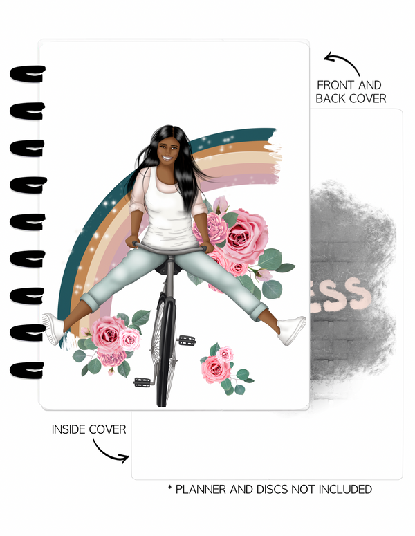 Cover Set of 2 CHOOSE HAPPINESS Girl on Bike <Double Sided Print>