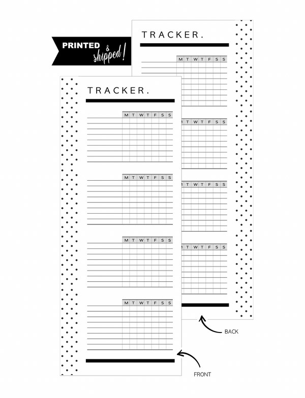 Weekly Tracker Breakdown Fill Paper HALF SHEET <PRINTED AND SHIPPED>