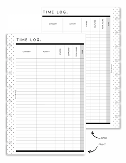 Time Log Tracker Fill Paper | Digital Download