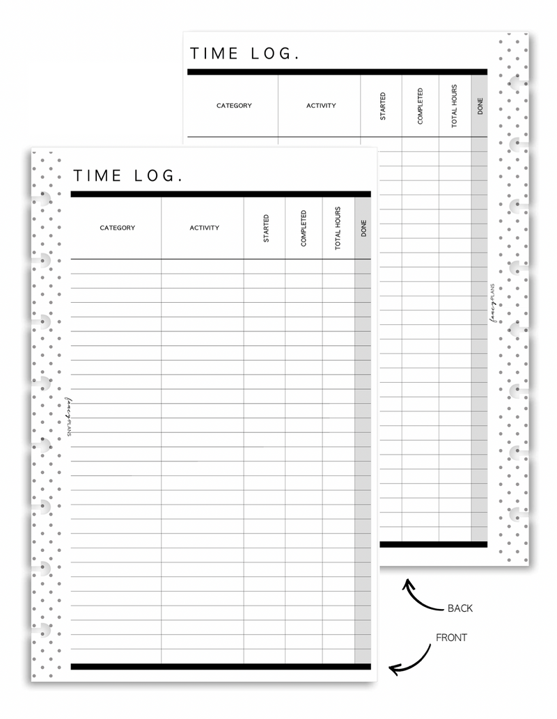 Time Log Tracker Fill Paper | Digital Download