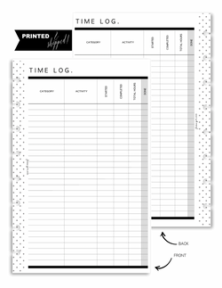 Time Log Tracker Fill Paper Inserts