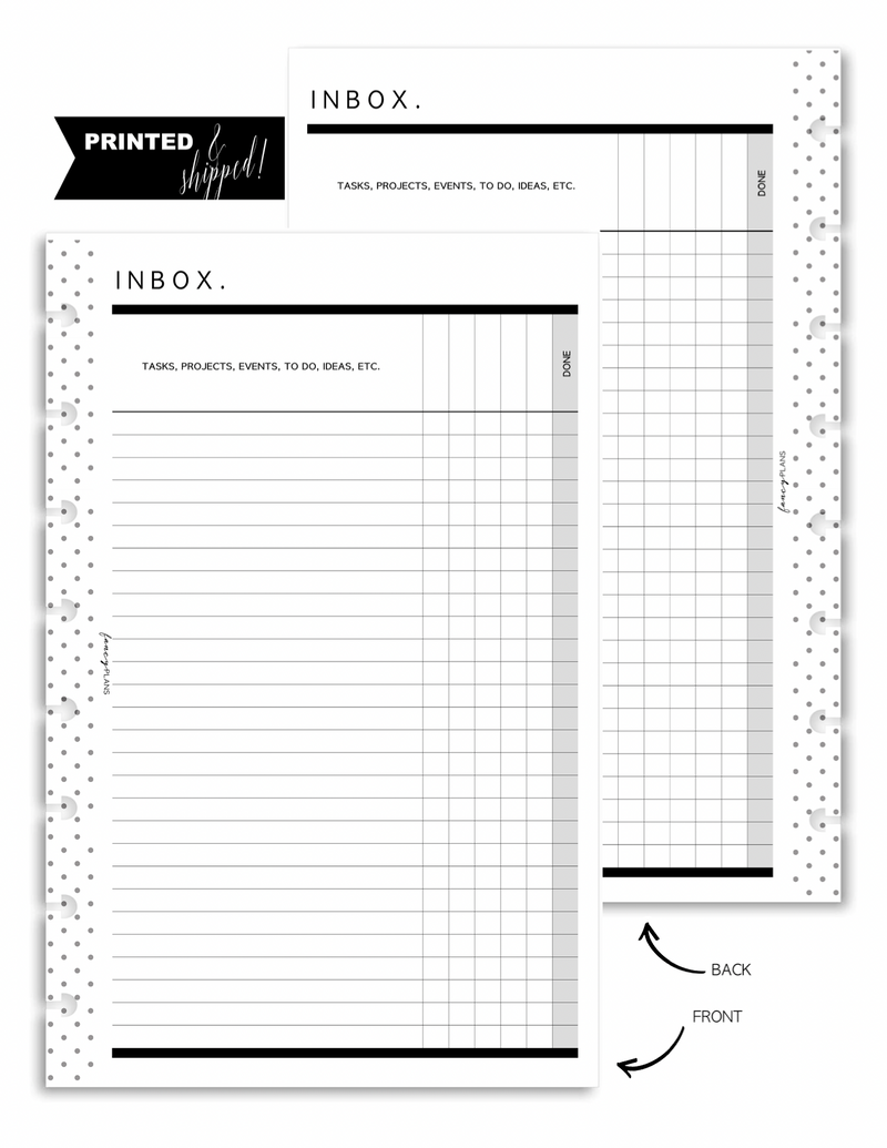 Full Paper Inbox Inbox. Categorized Blank Fill Paper Inserts – Fancy Plans Co