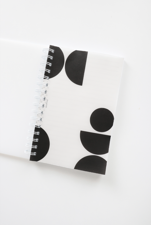 Coiled Notebook | Modern Abstract Half Circles  | CLEAR COVER