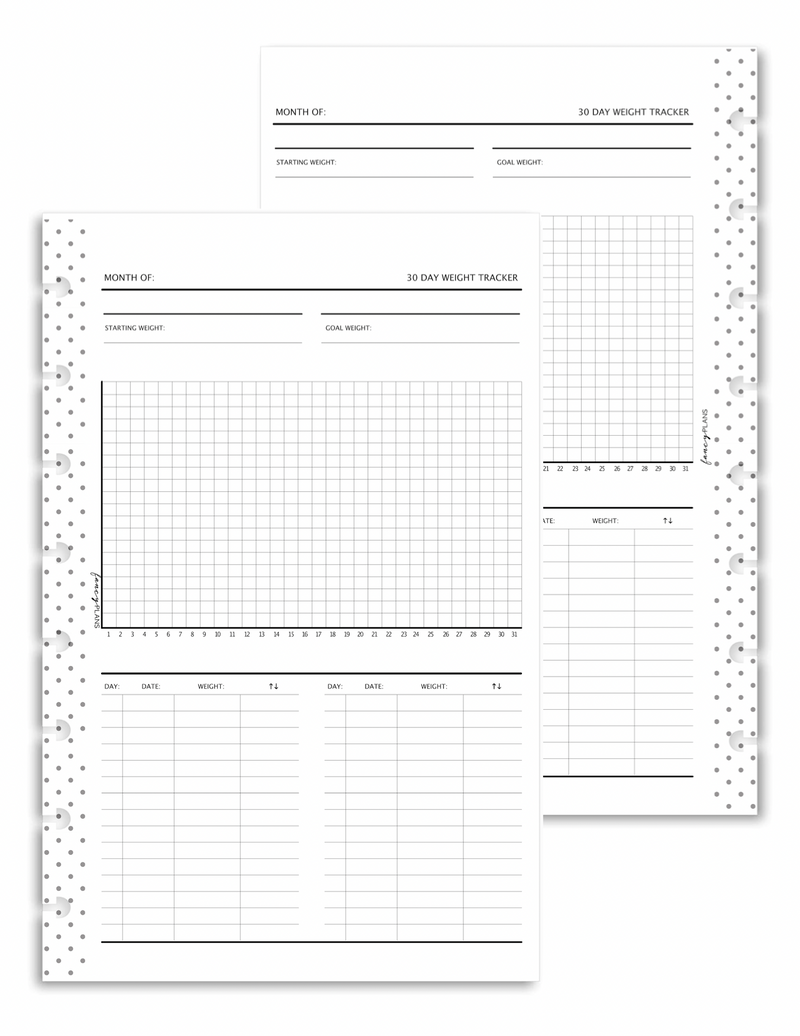 Weight Loss Tracker Inserts