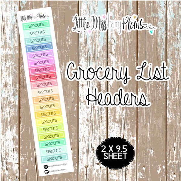 Grocery Header <Sticker Strip> SPROUTS | Erin Condren, Happy Planner Stickers, Personal Planner